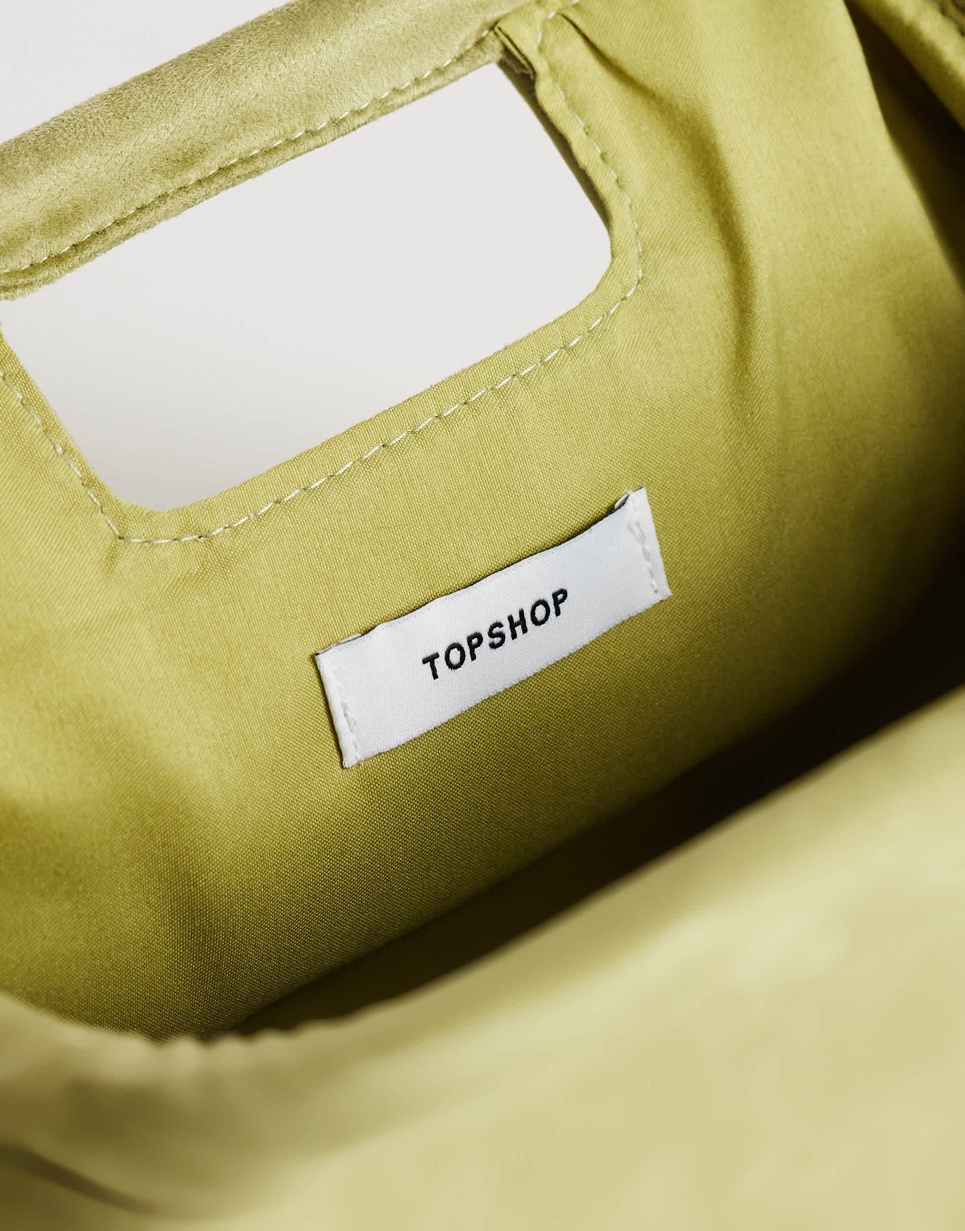 Topshop Gordan medium suedette clutch with handle in olive
