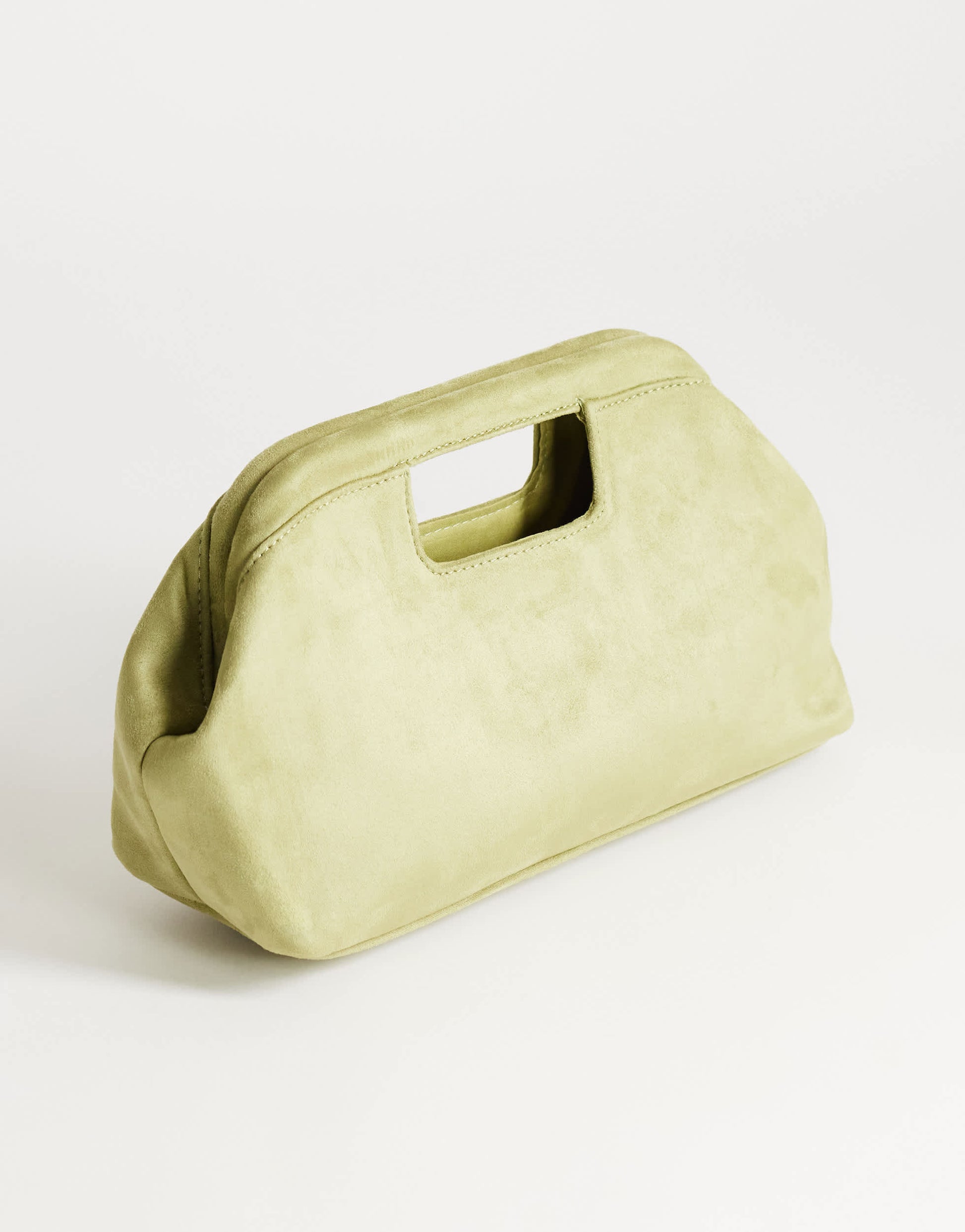 Topshop Gordan medium suedette clutch with handle in olive