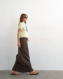Topshop tie waist slouchy slim maxi skirt in chocolate