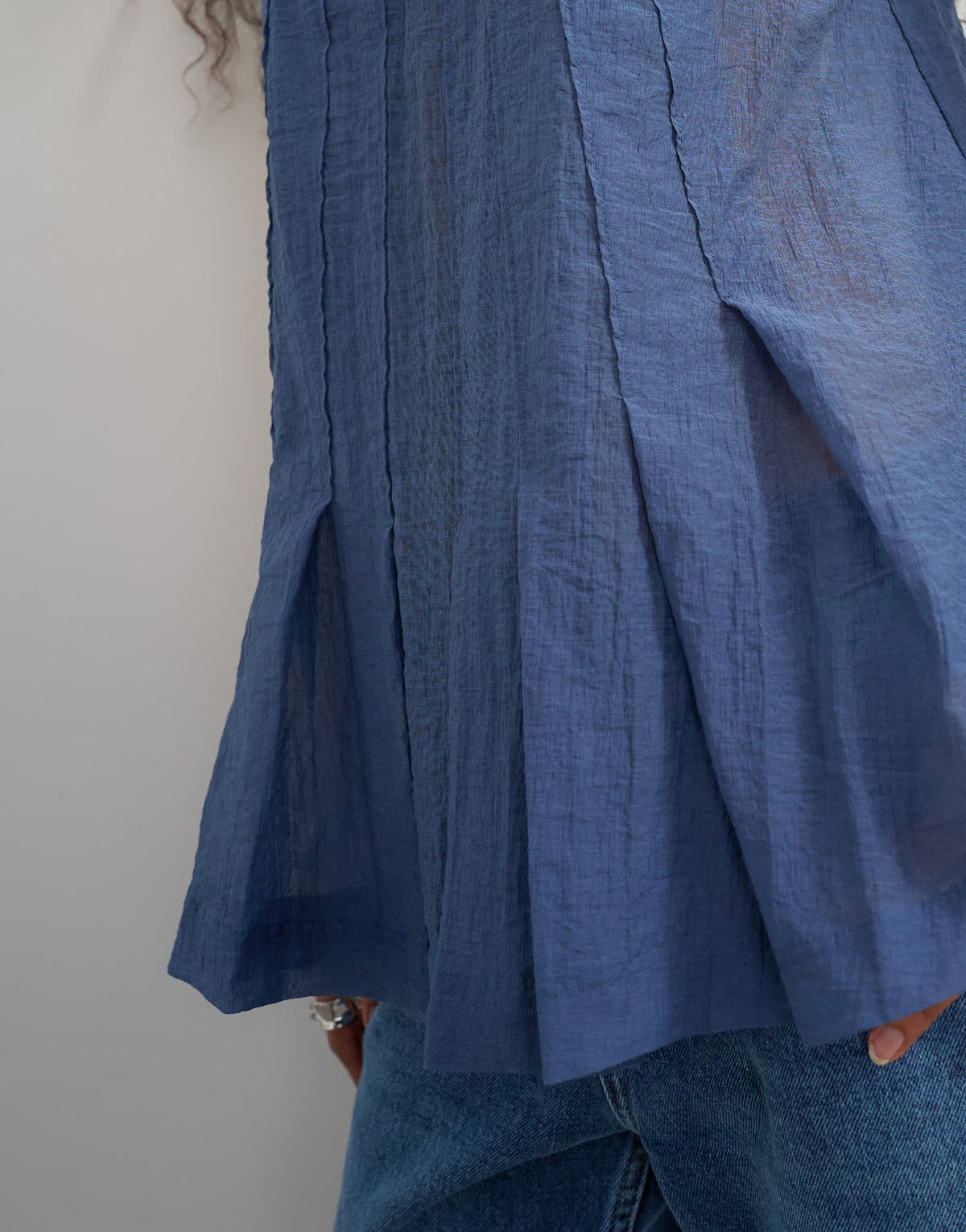 Topshop sheer sleeveless pintuck cami in indigo