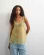 Topshop sleeveless organza scoop vest in muted lime