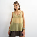 Topshop sleeveless organza scoop vest in muted lime
