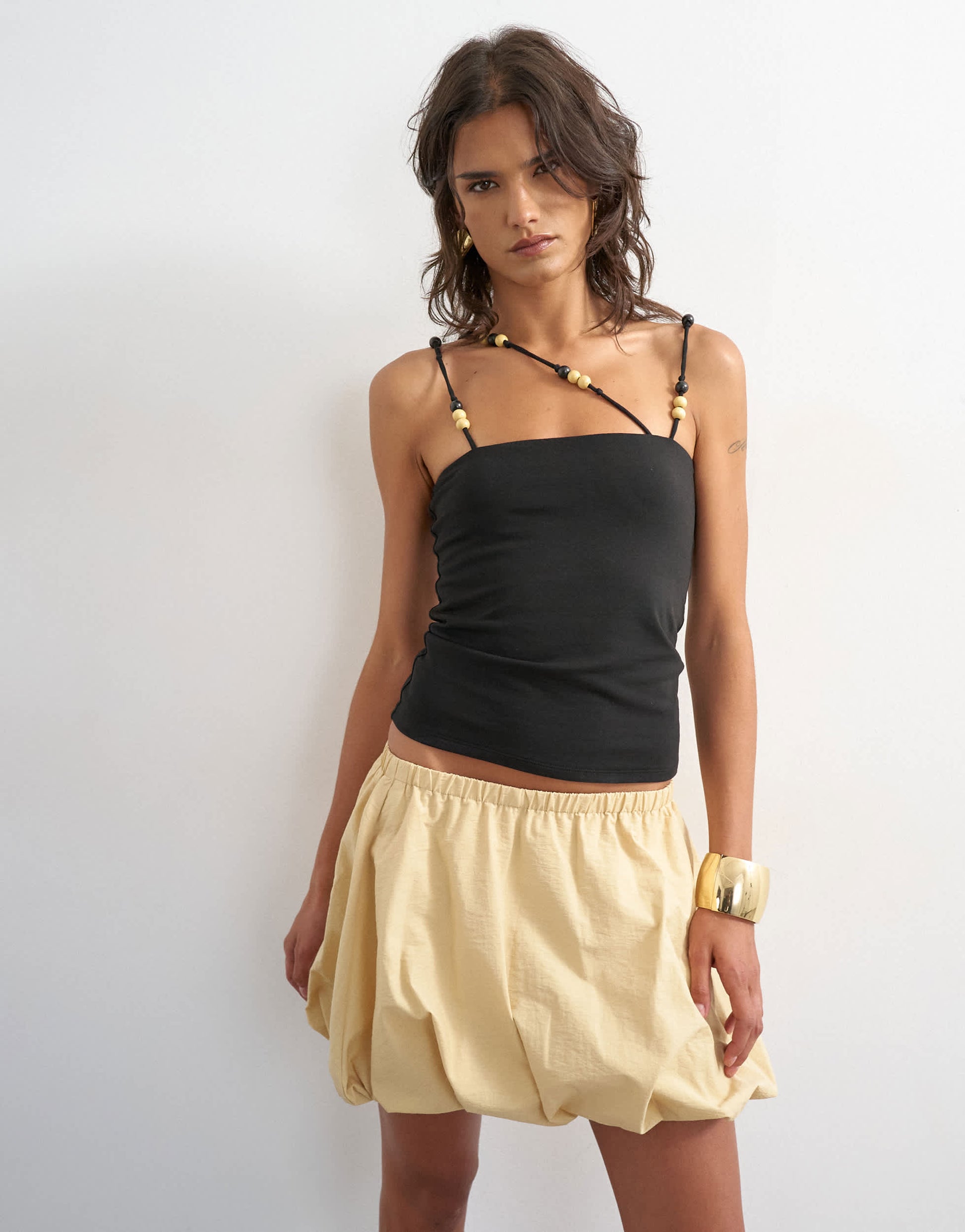 Topshop bubble hem mini skirt in stone