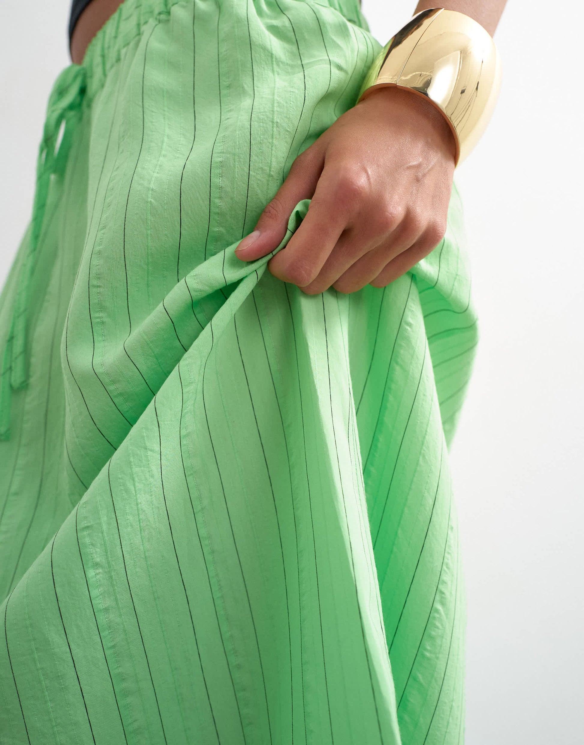 Topshop low slung full circle maxi skirt in green stripe