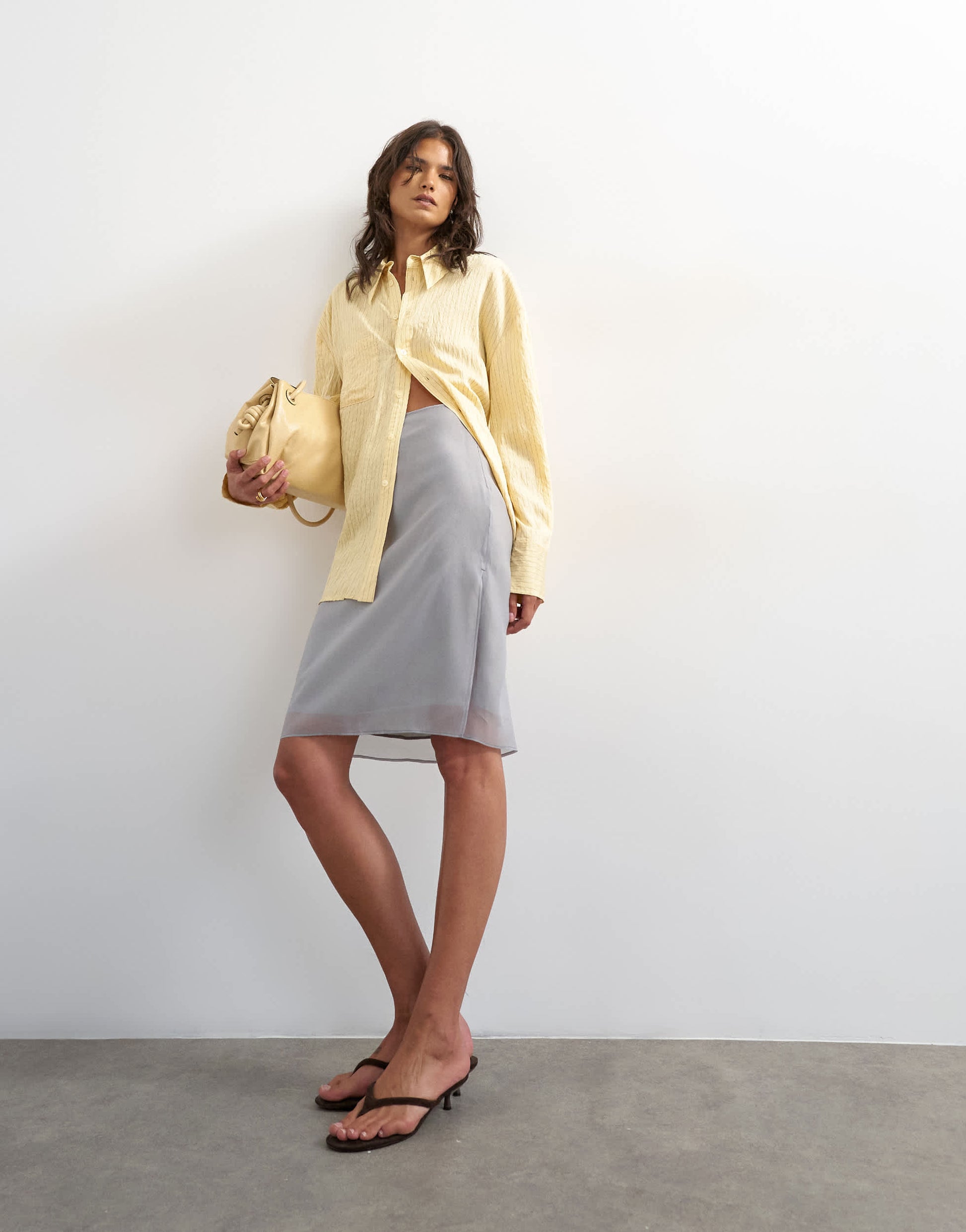 Topshop organza 90s length skirt in grey
