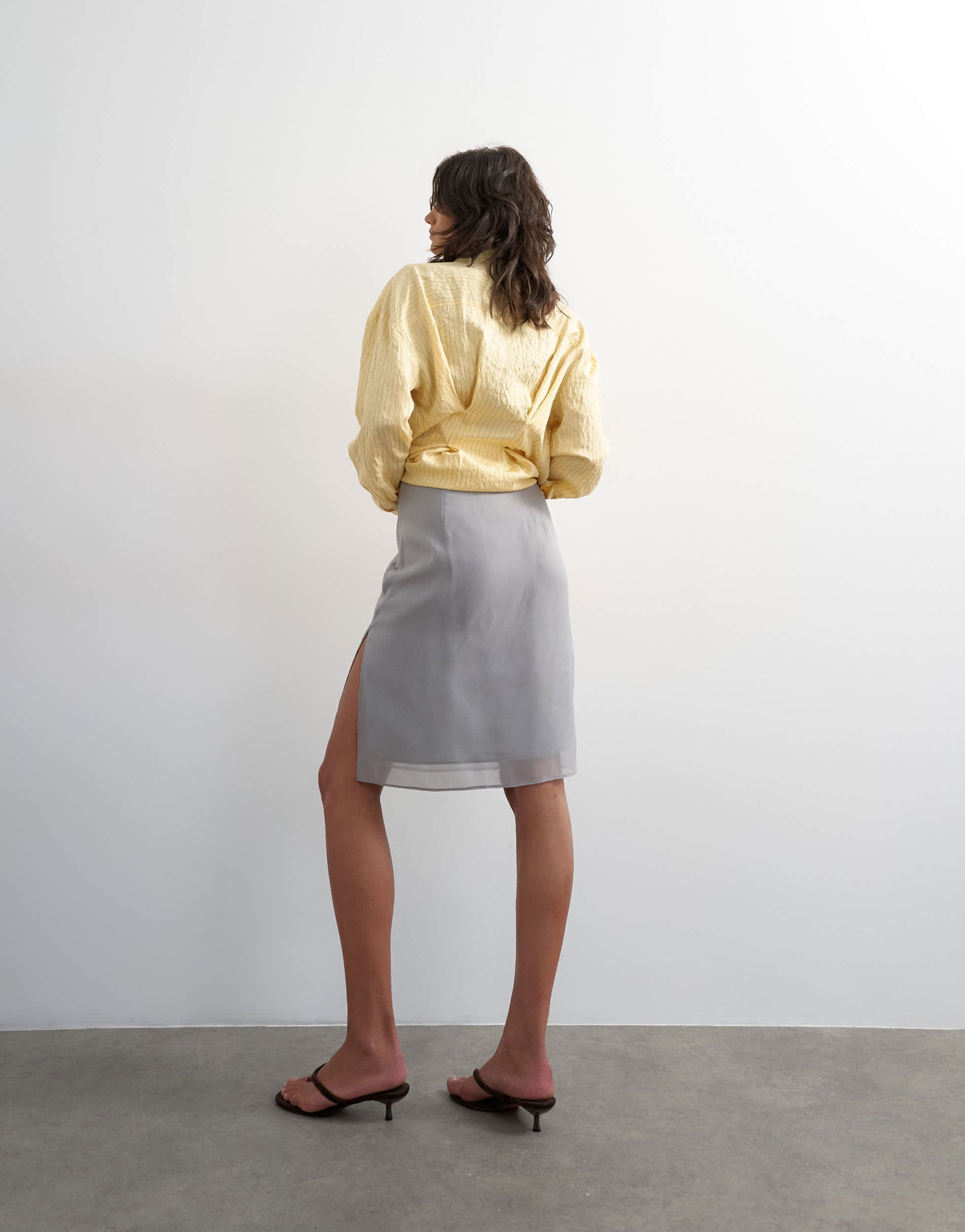 Topshop organza 90s length skirt in grey