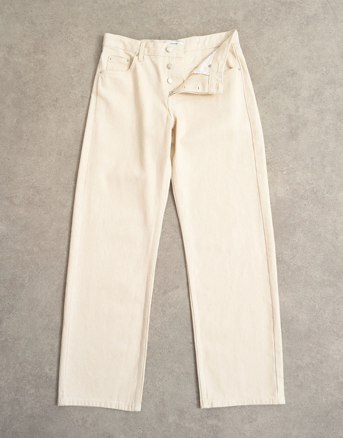Topshop Ember low rise relaxed straight leg jean with lace up detail in oat