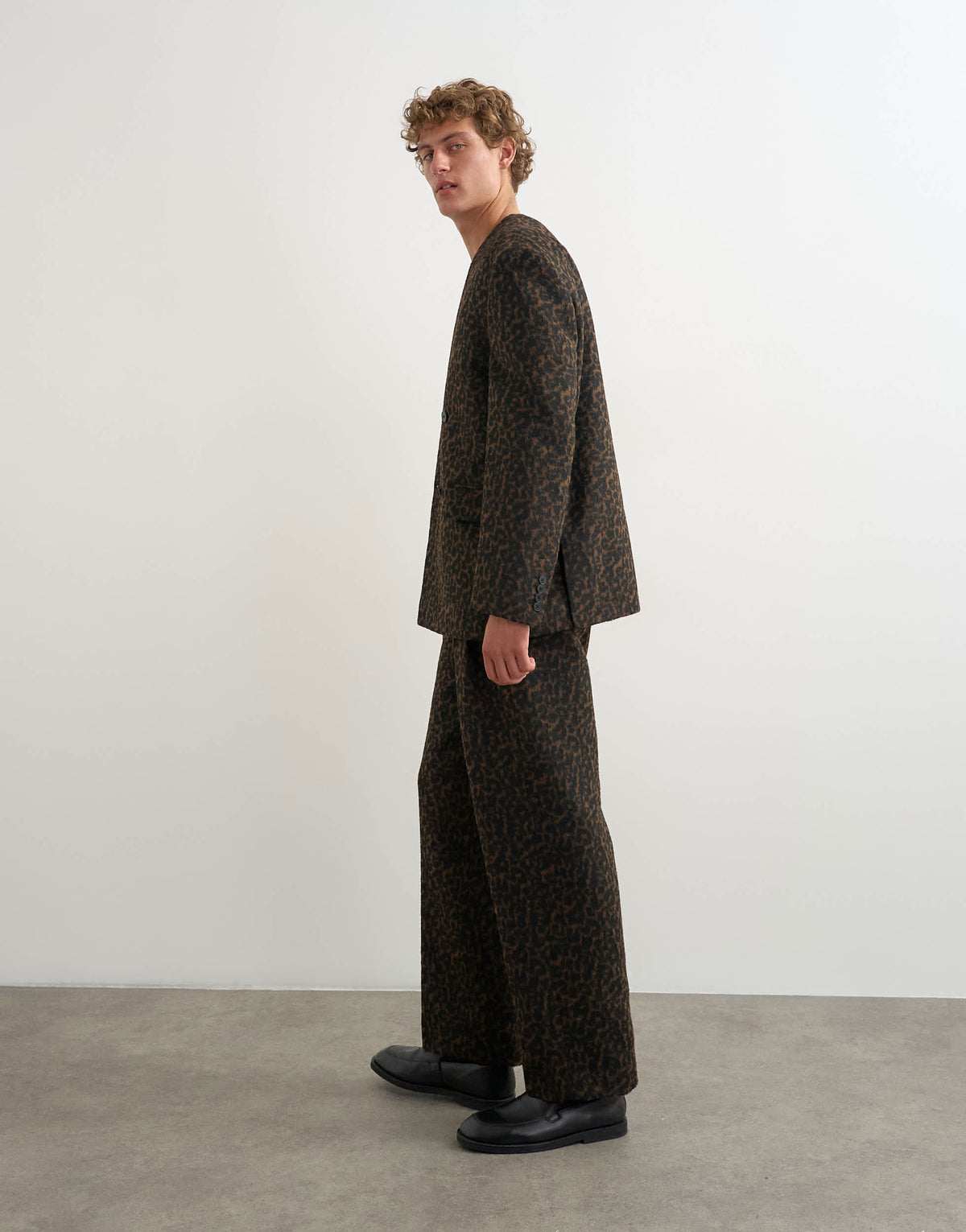 Topman wide leg leopard print trouser in brown