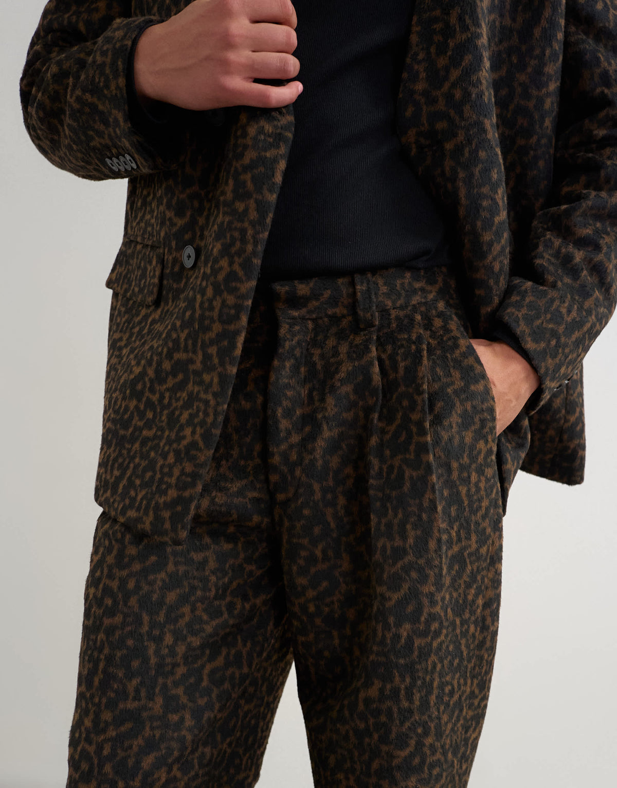 Topman wide leg leopard print trouser in brown