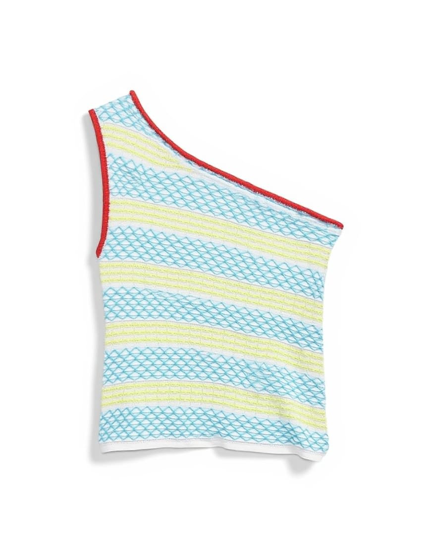 Topshop knitted asymmetric one shoulder colour pop top in multi