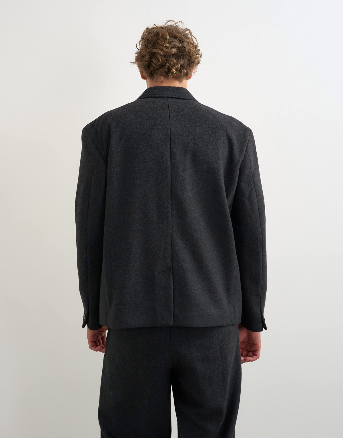 Topman boxy fit double breasted textured blazer in charcoal