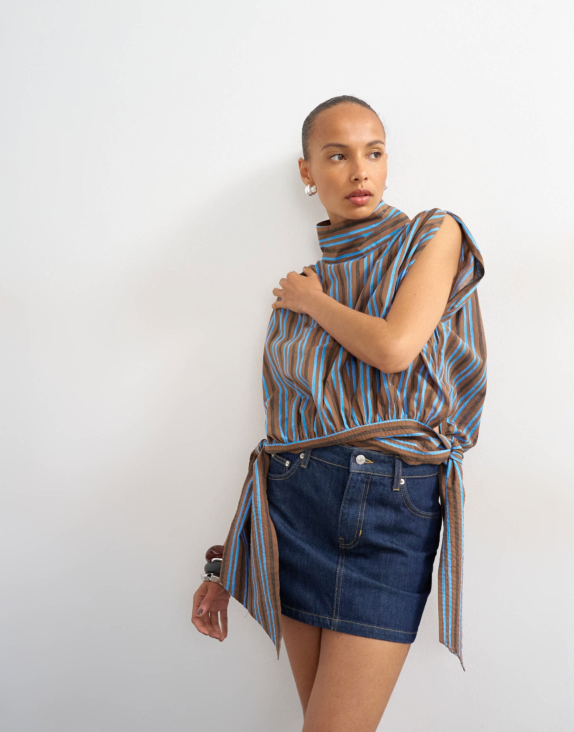 Topshop denim mini pelmet skirt in inidgo rinse