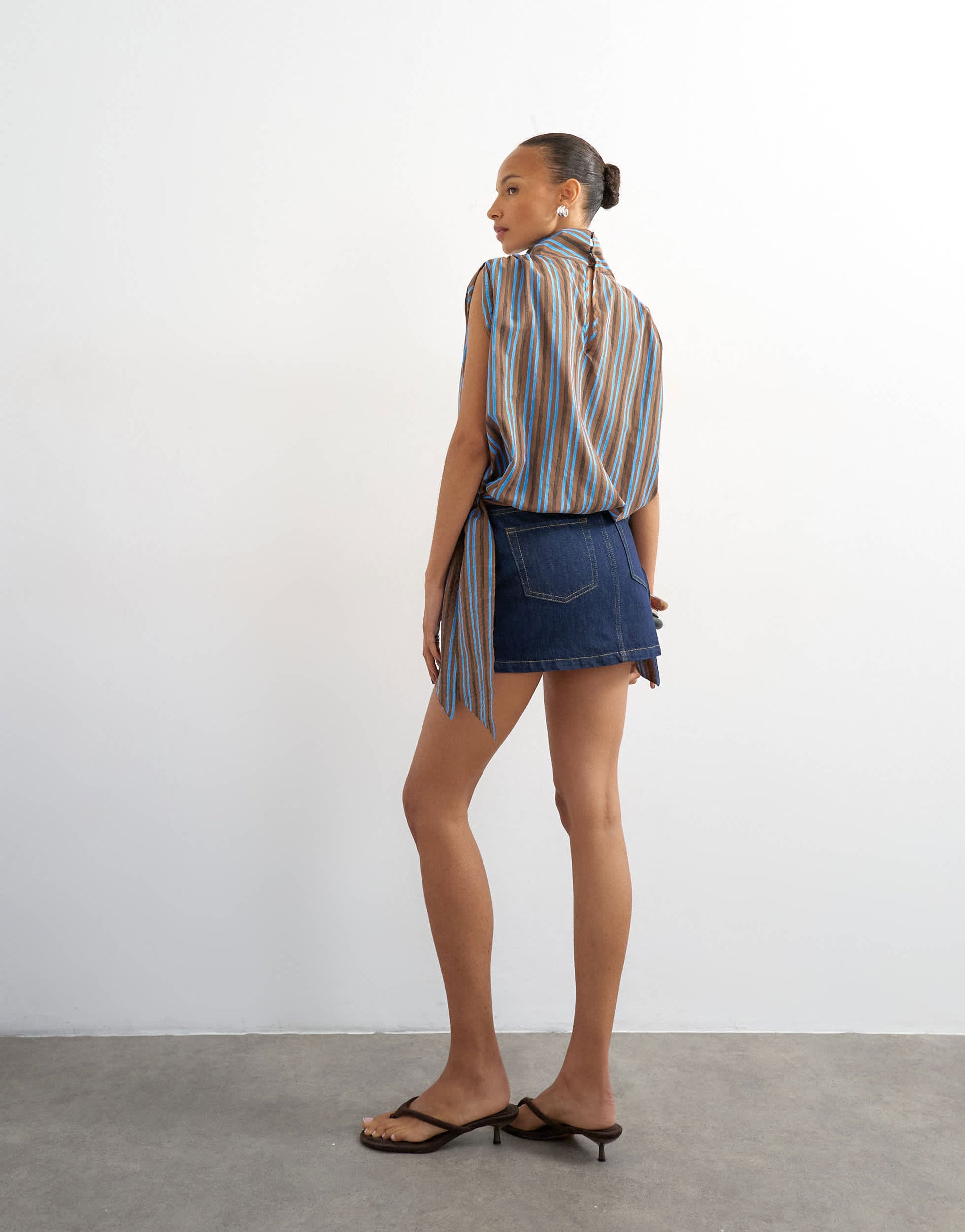 Topshop denim mini pelmet skirt in inidgo rinse