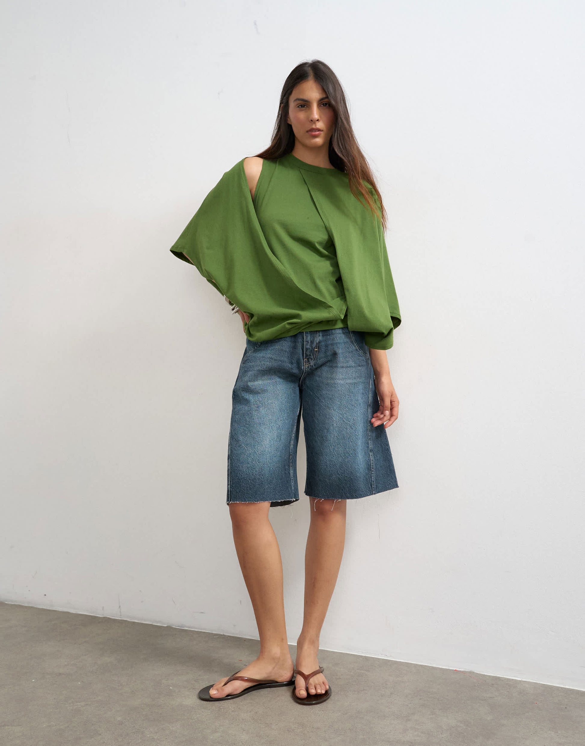 Topshop cape draped tee in pesto green