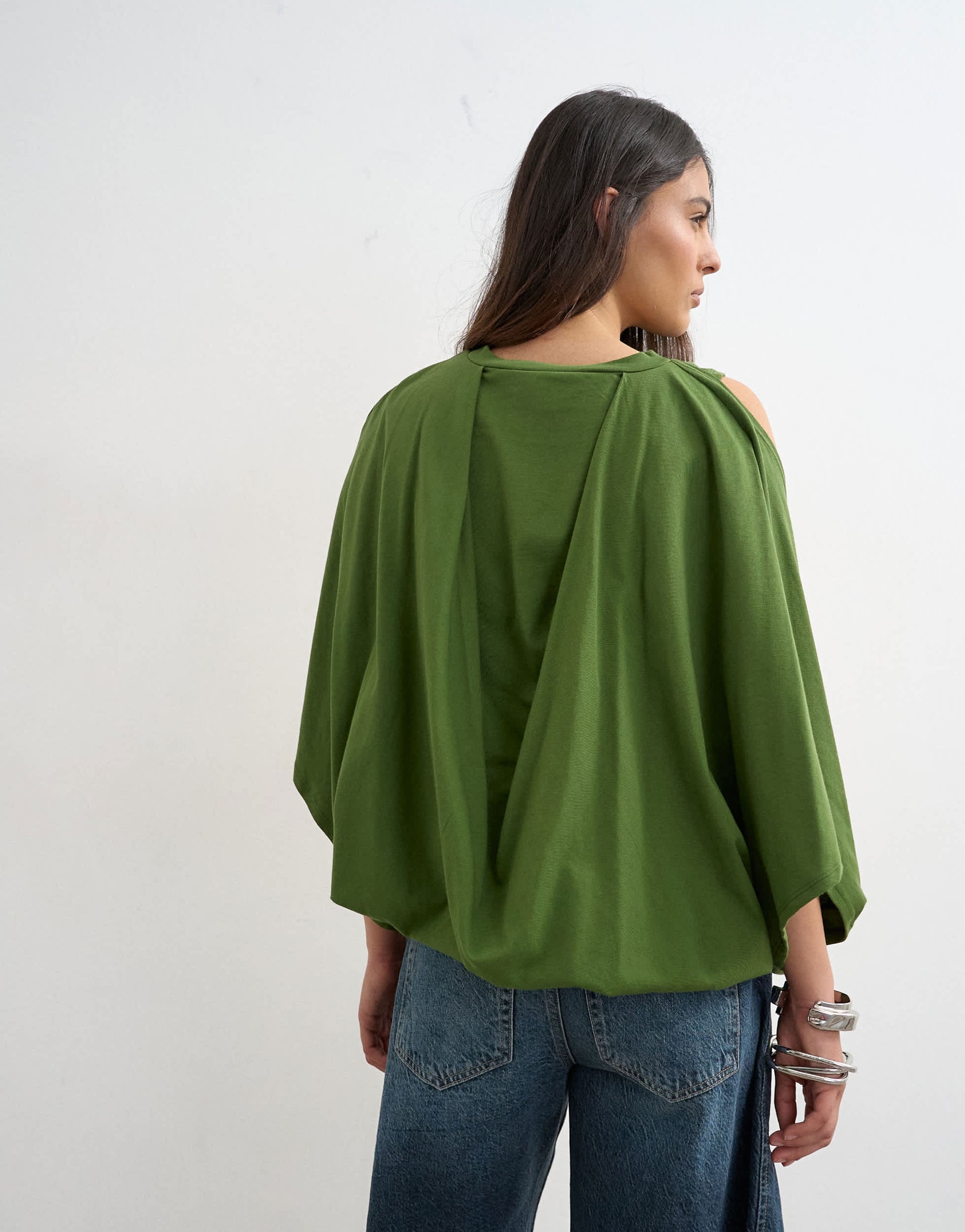 Topshop cape draped tee in pesto green