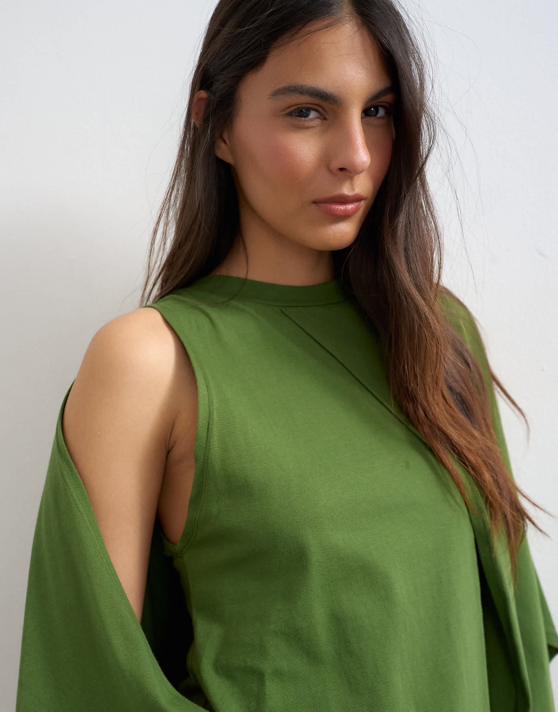 Topshop cape draped tee in pesto green