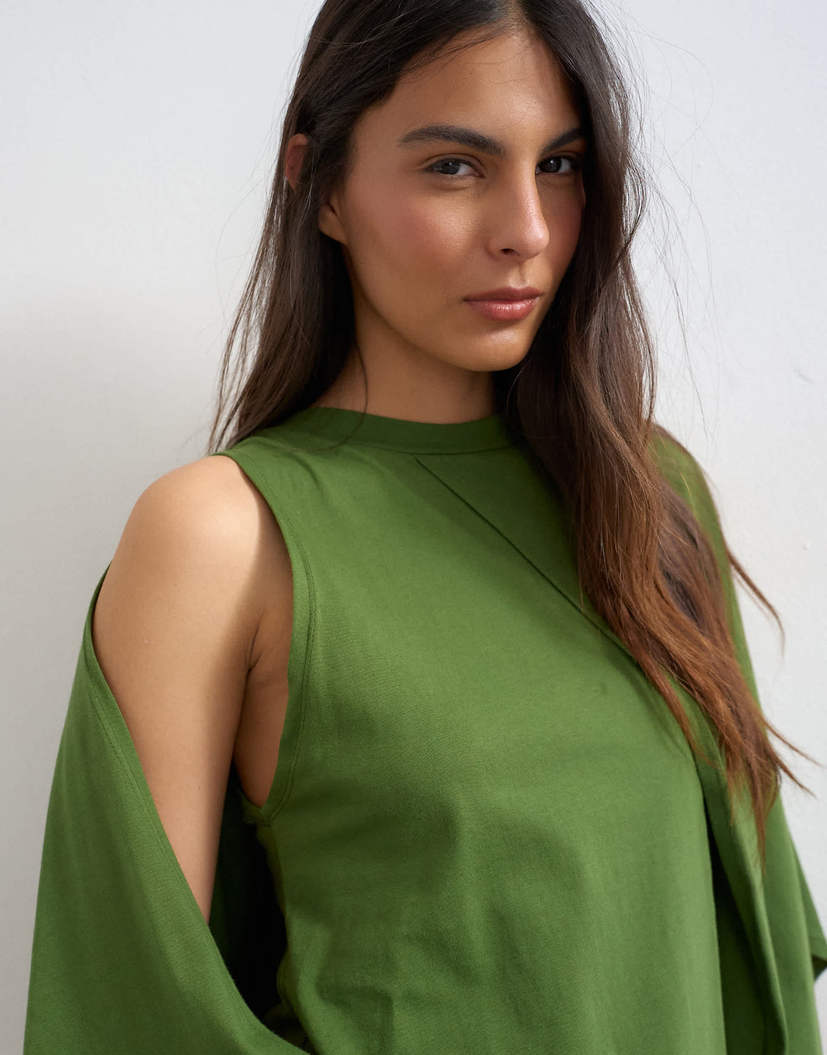 Topshop cape draped tee in pesto green