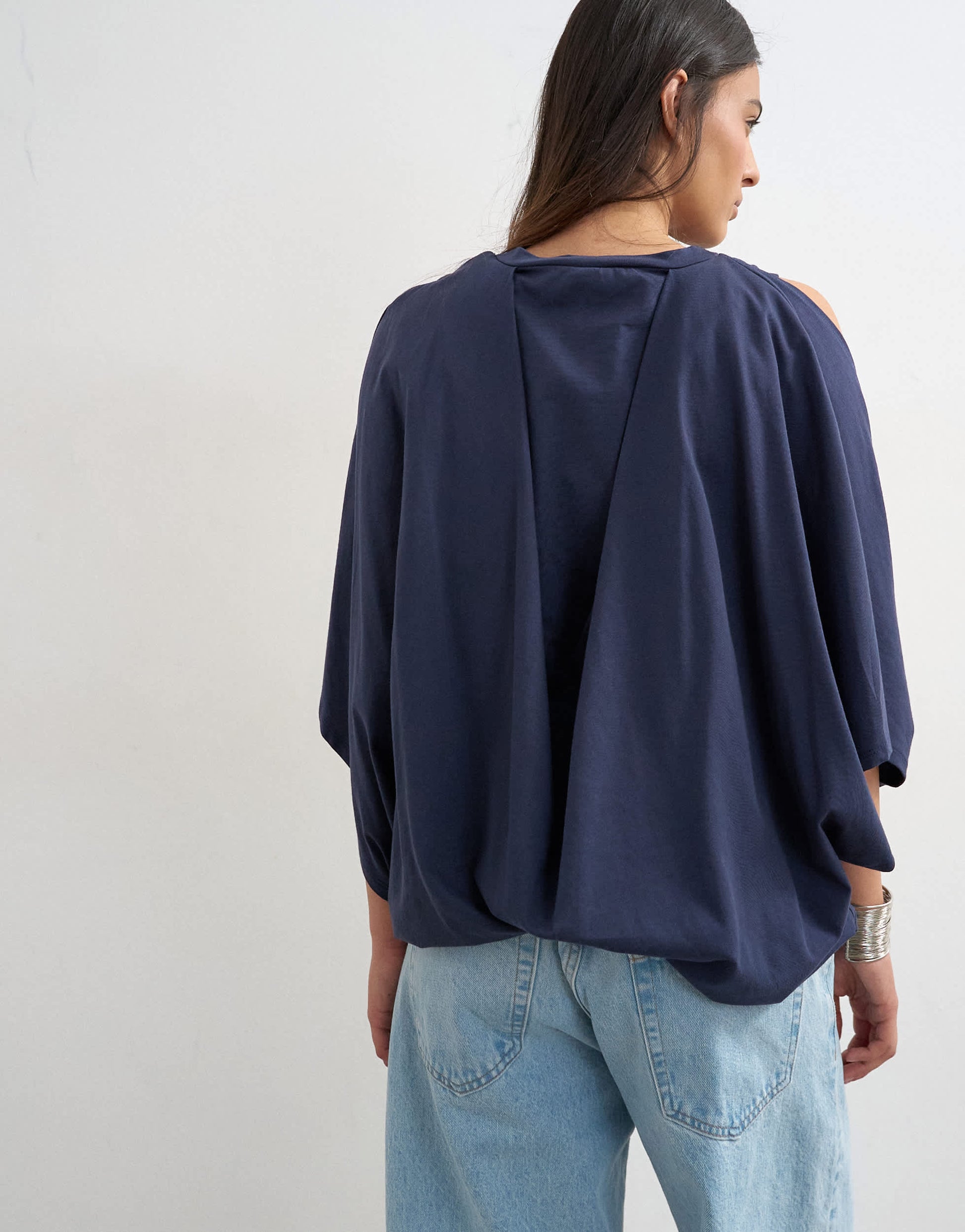 Topshop cape draped tee in navy