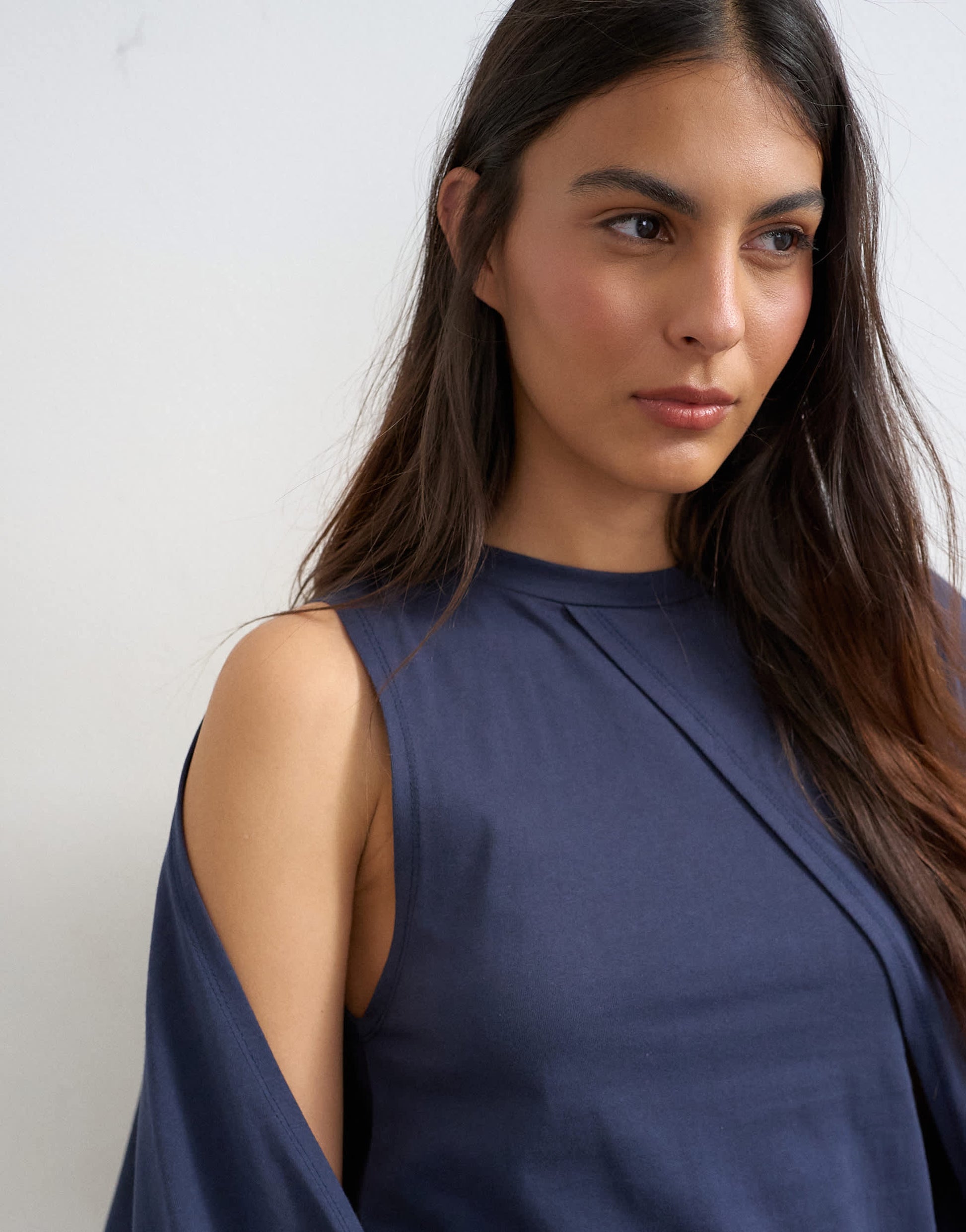 Topshop cape draped tee in navy