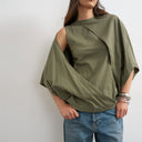 Topshop cape draped tee in khaki