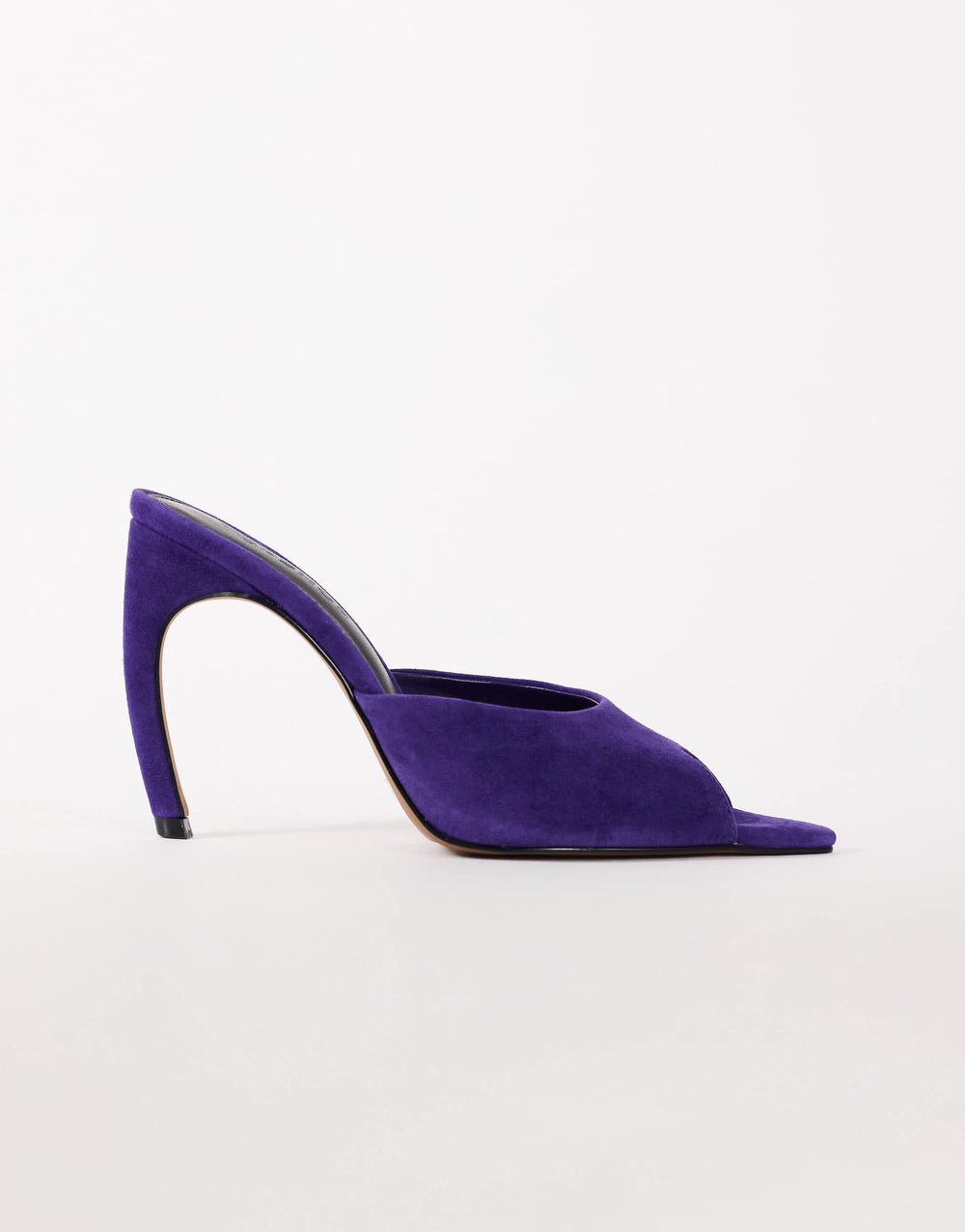 Topshop Artemis real suede banana heel mule in purple