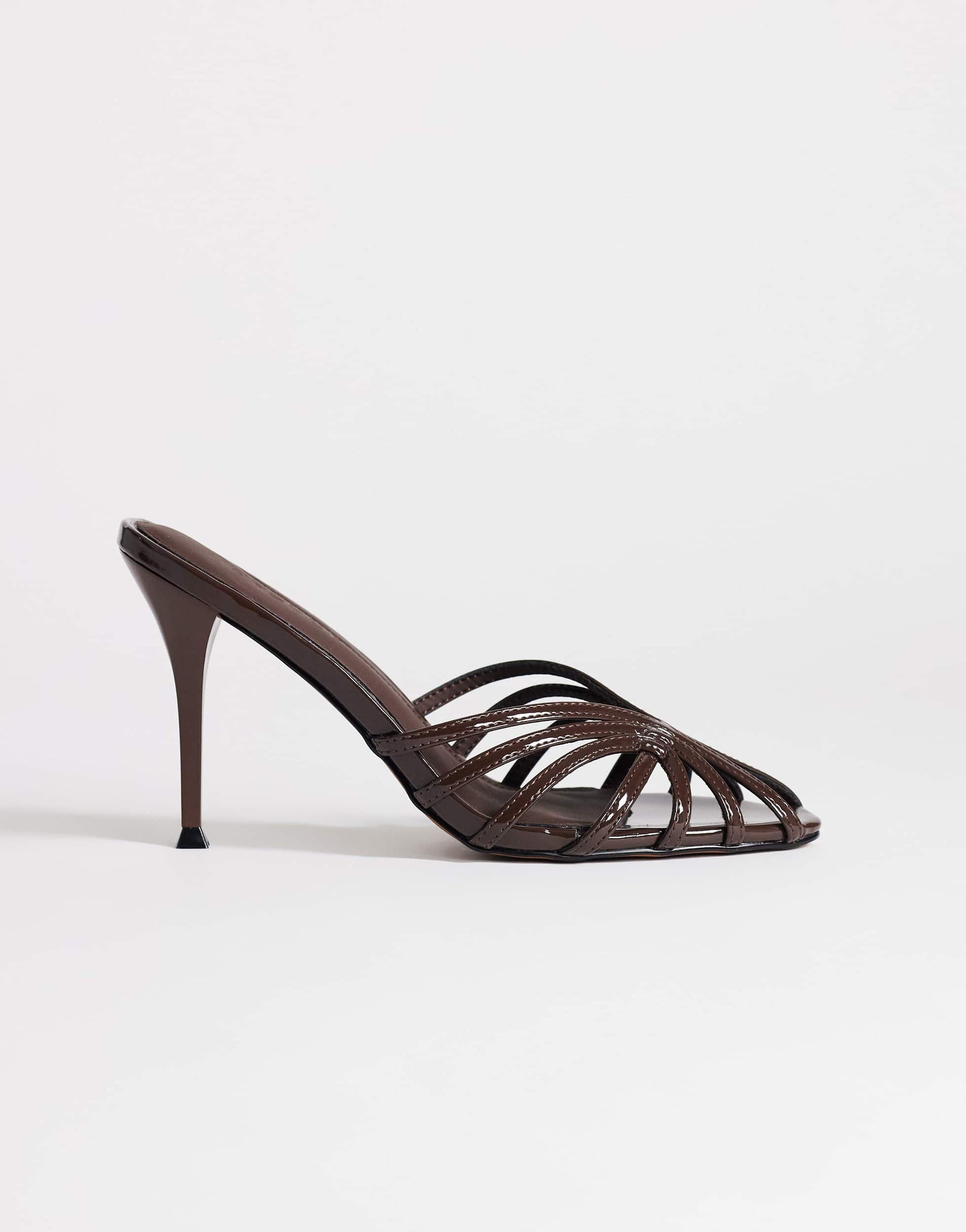 Topshop Azelia heeled sandal in dark chocolate