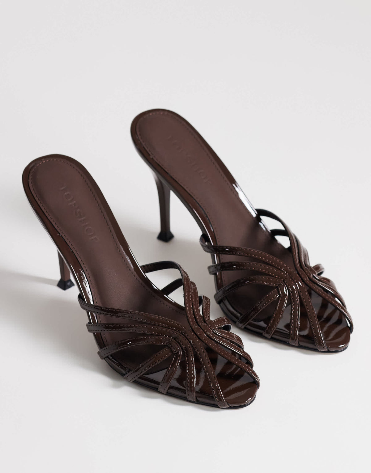 Topshop Azelia heeled sandal in dark chocolate