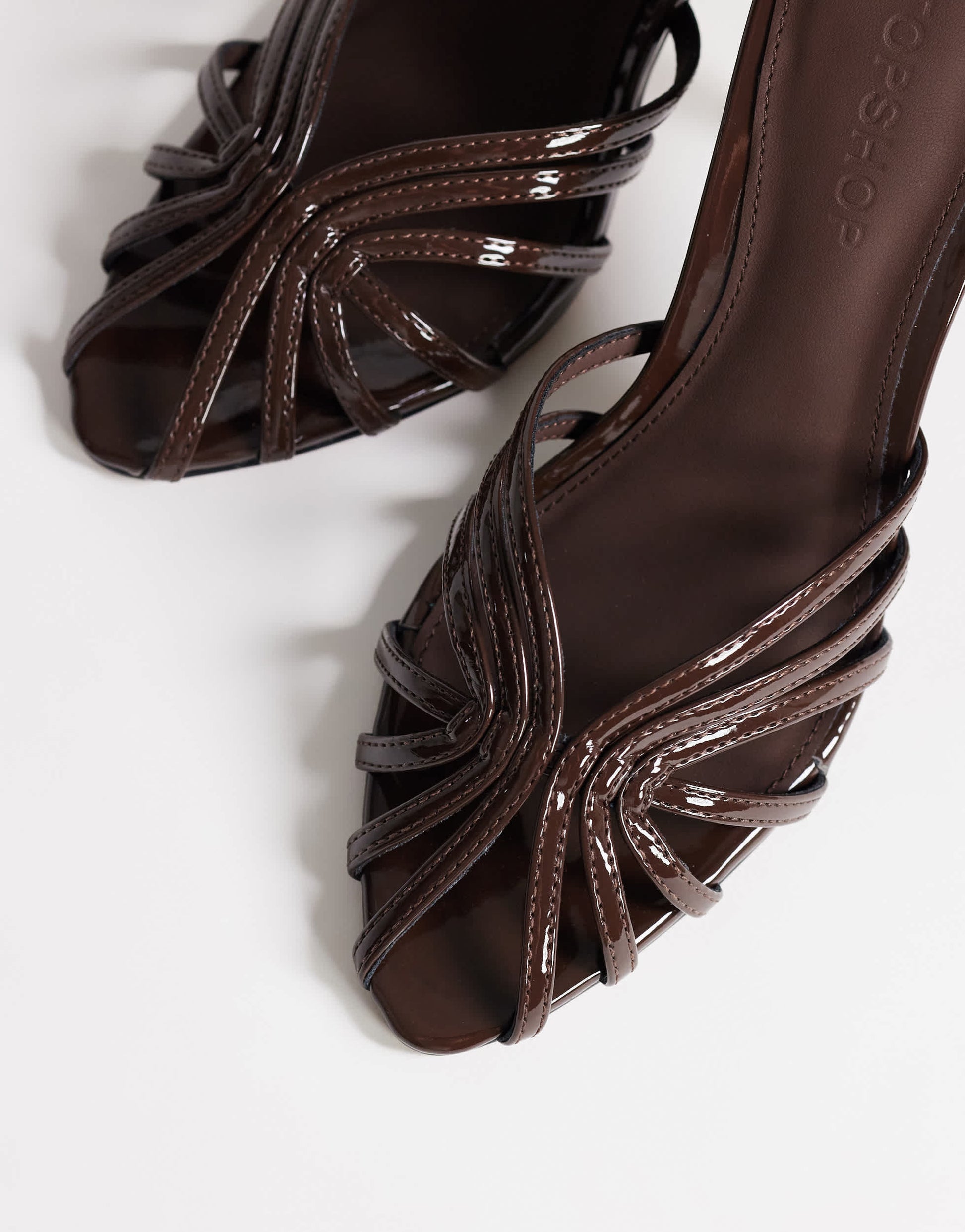 Topshop Azelia heeled sandal in dark chocolate