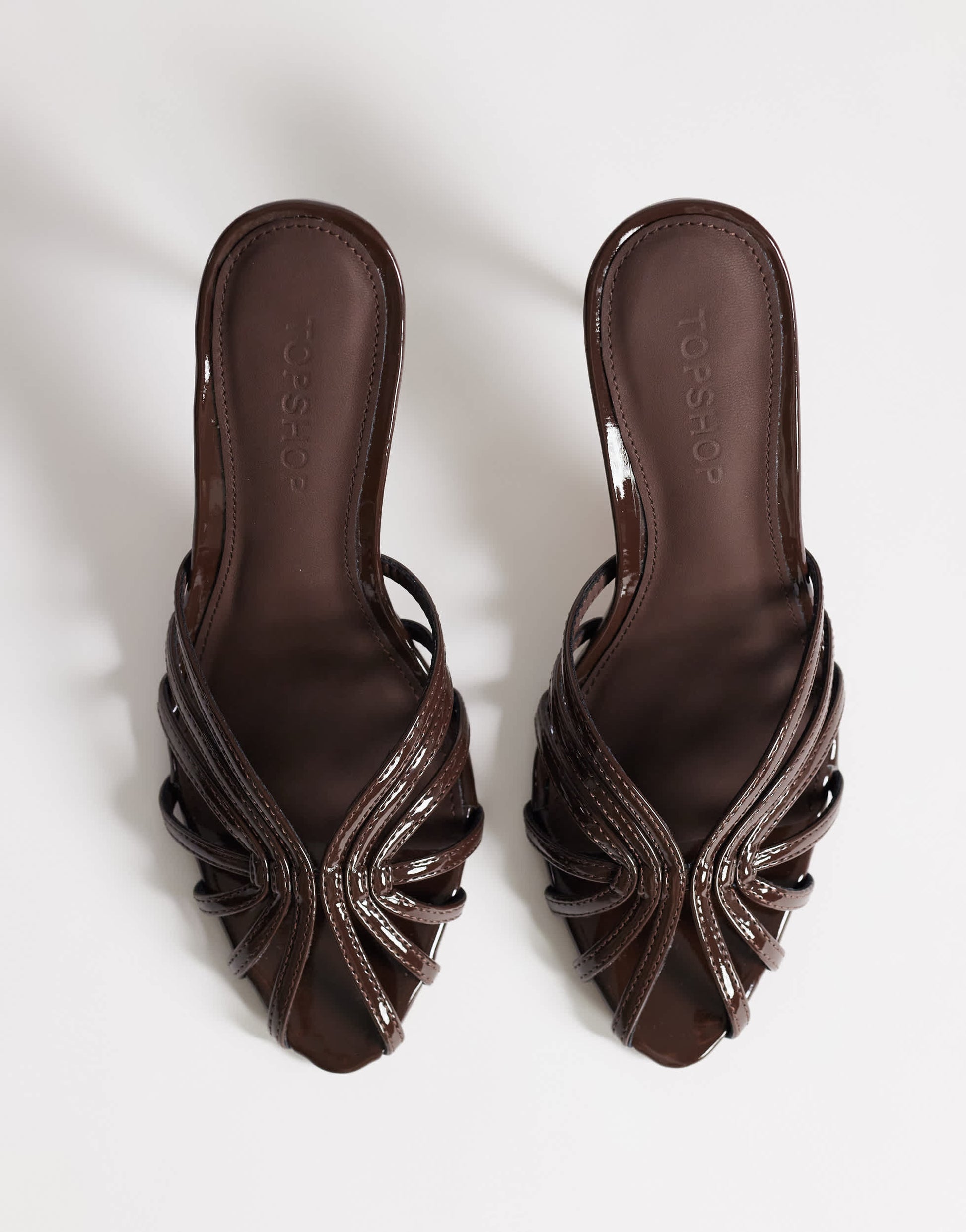 Topshop Azelia heeled sandal in dark chocolate