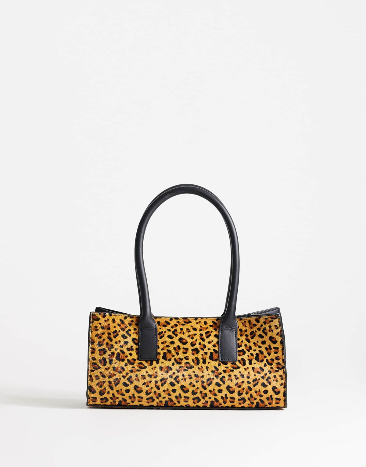 Topshop Tiana hair on real leather bowler tote bag in leopard print