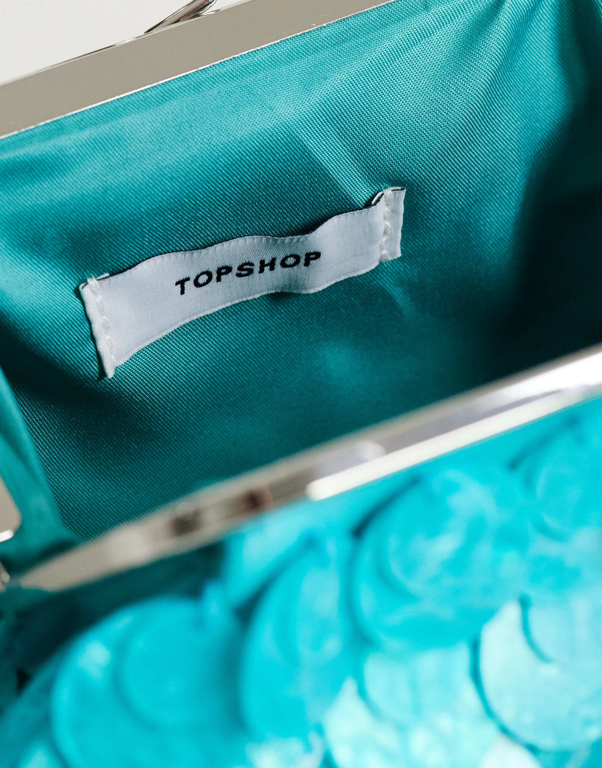 Topshop Maeve small embellished grab bag in turquoise