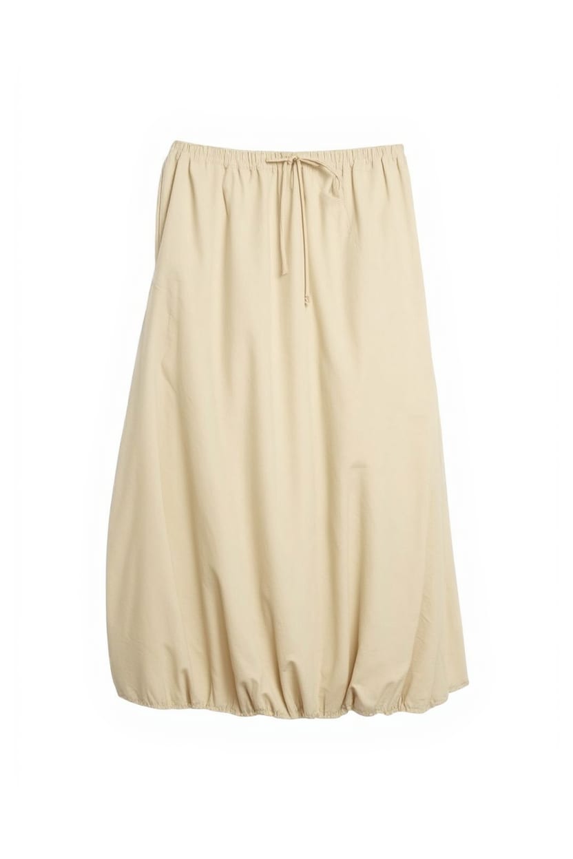 Topshop poplin bubble hem maxi skirt in stone