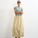 Topshop poplin bubble hem maxi skirt in stone