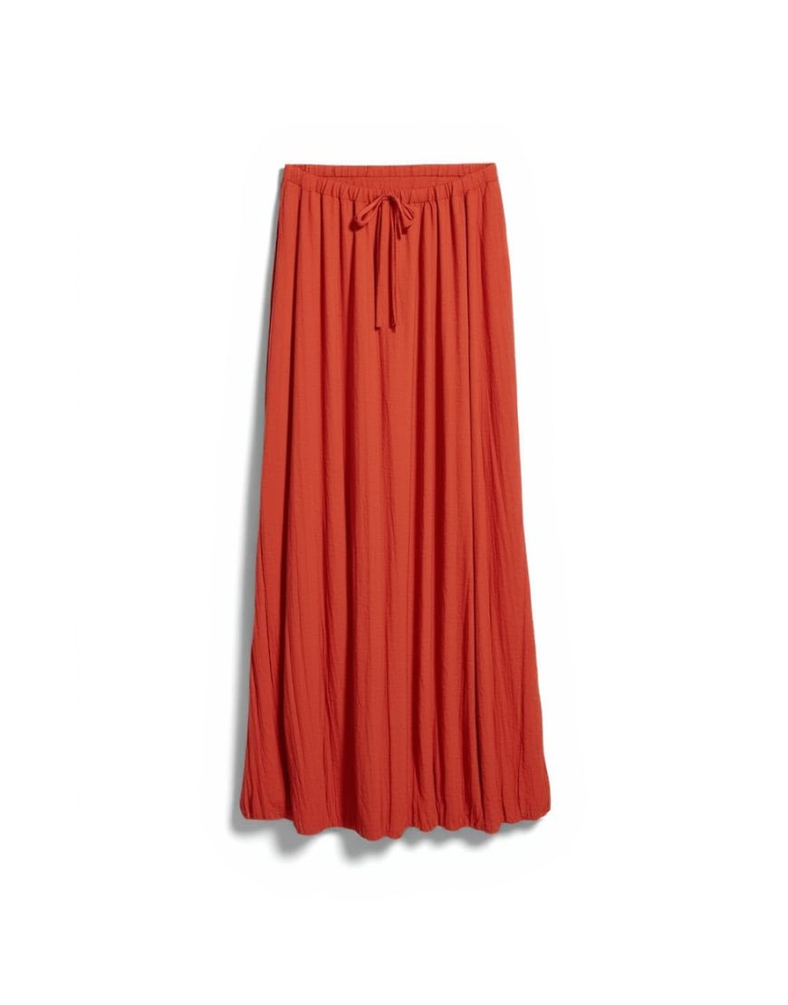 Topshop tie detail crinkle bubble hem maxi skirt in rust