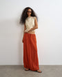 Topshop tie detail crinkle bubble hem maxi skirt in rust