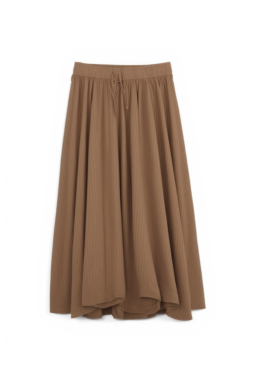 Topshop poplin bubble hem maxi skirt in chocolate stripe