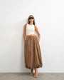 Topshop poplin bubble hem maxi skirt in chocolate stripe