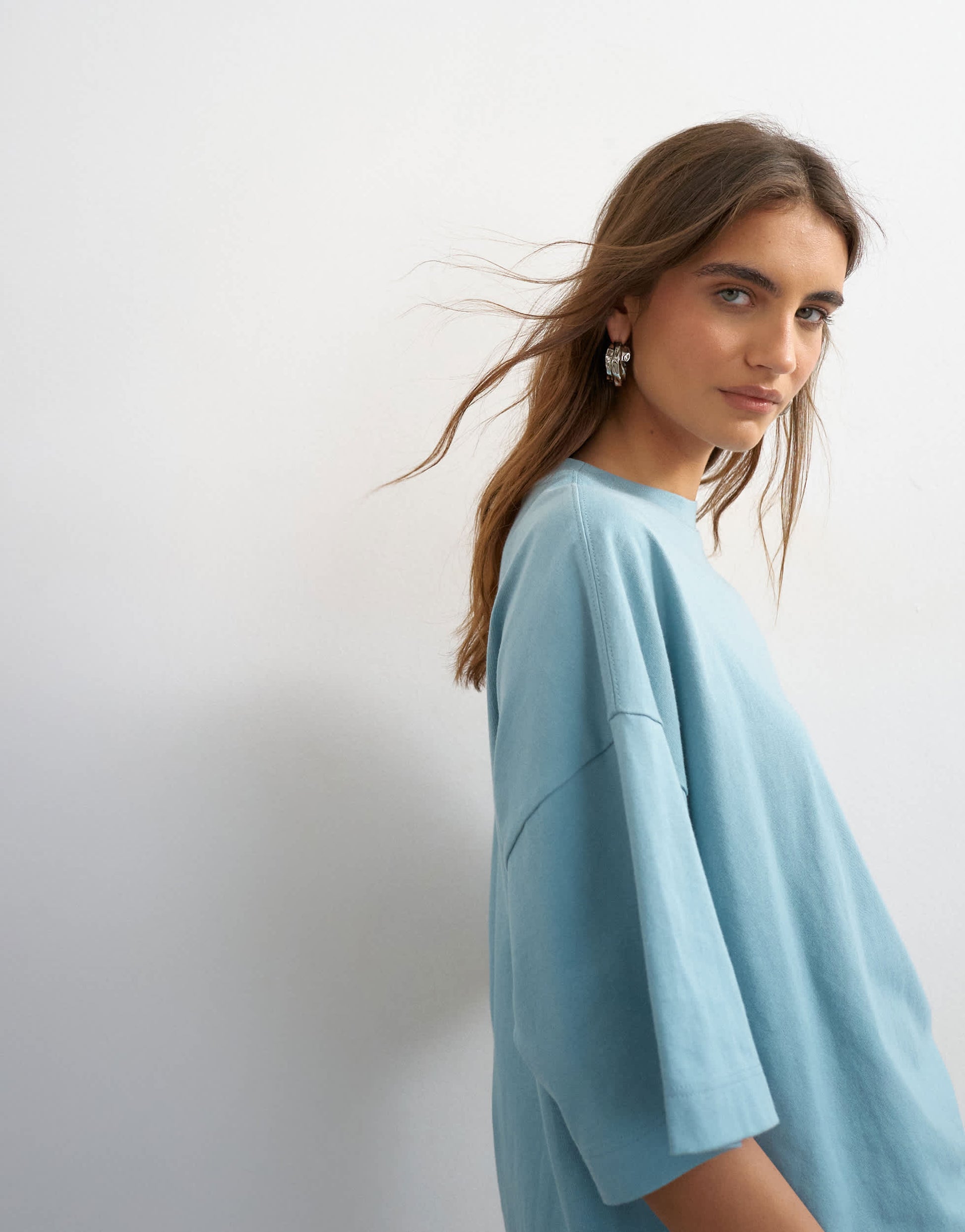 Topshop oversized drop shoulder tee in blue