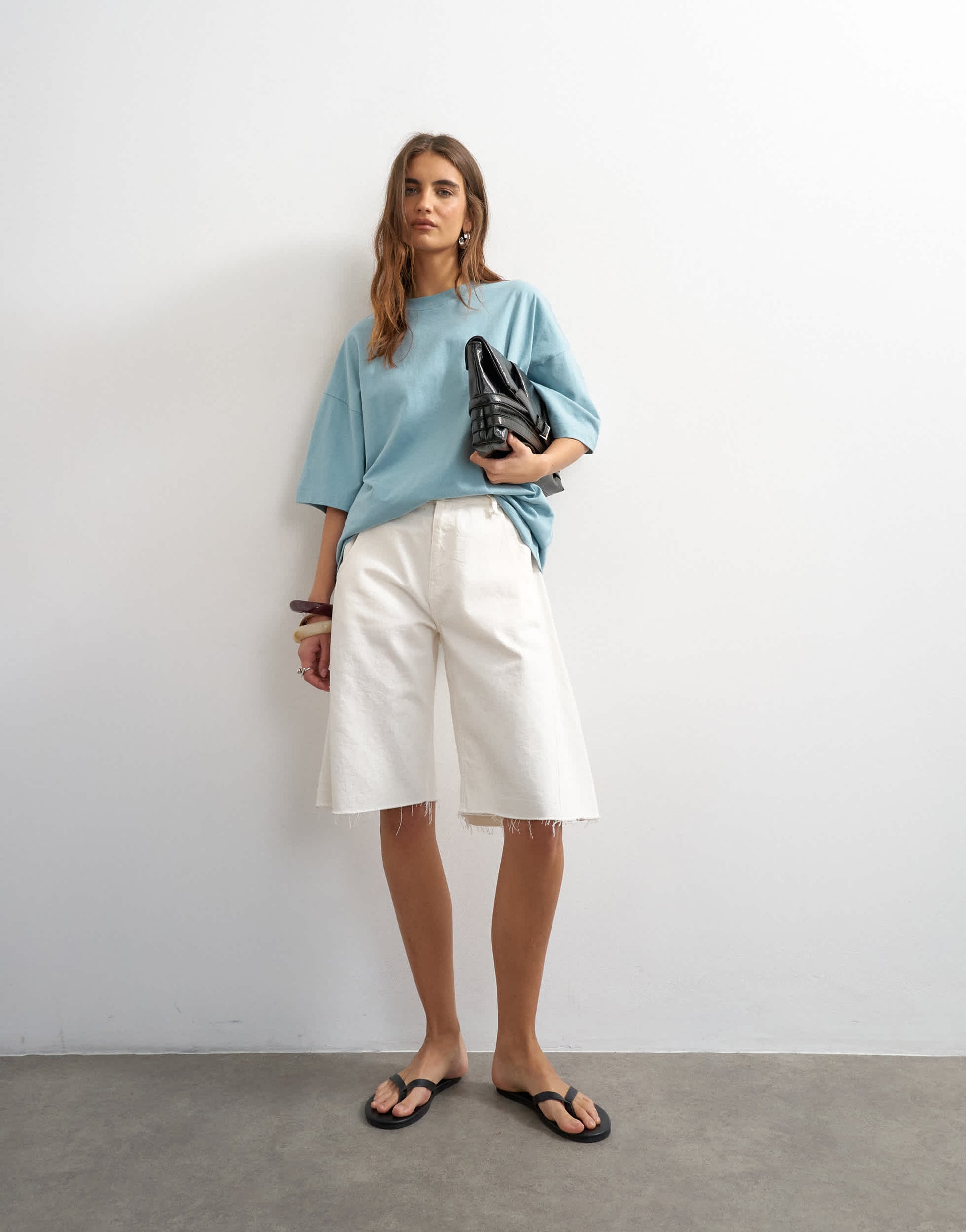 Topshop oversized drop shoulder tee in blue