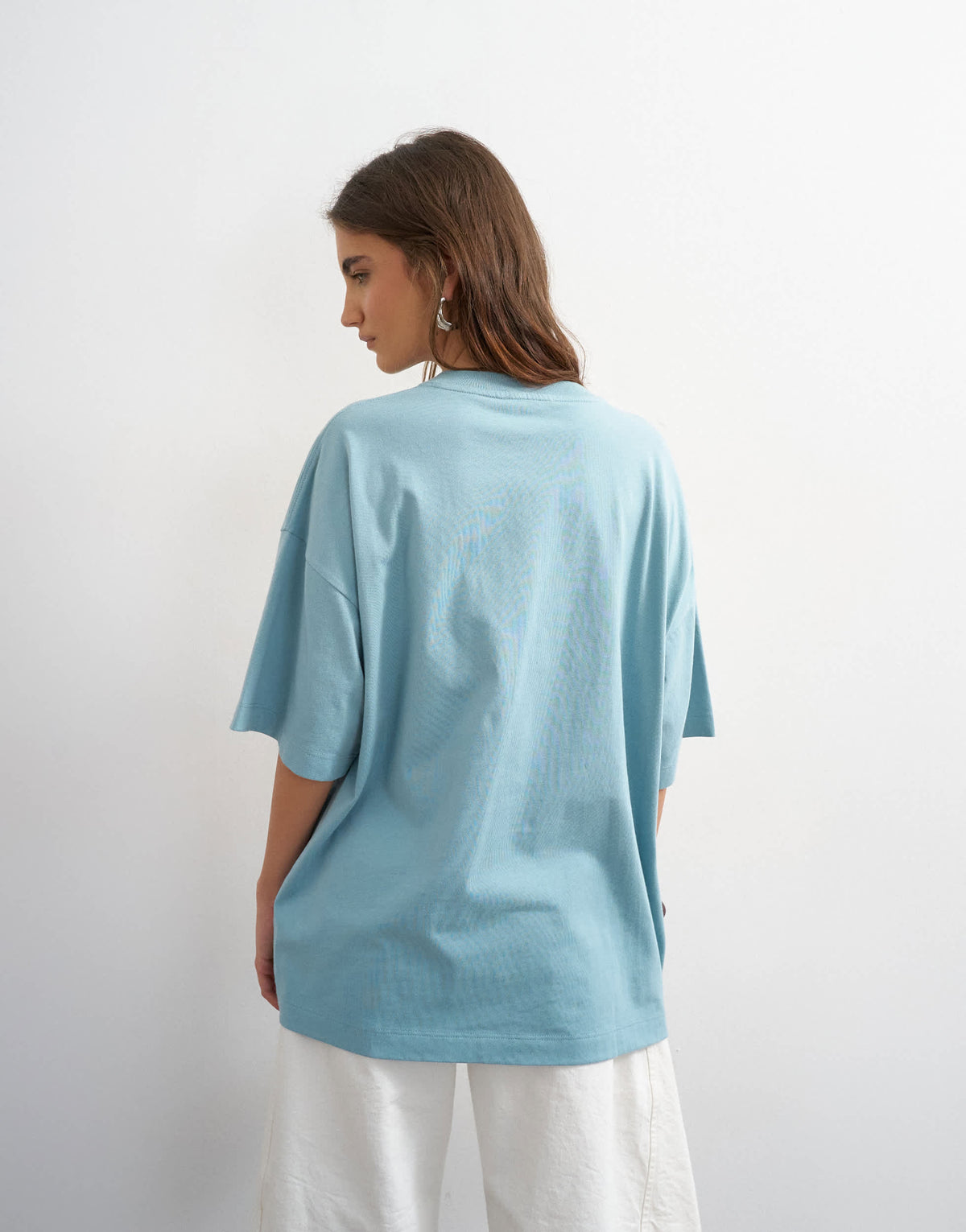 Topshop oversized drop shoulder tee in blue