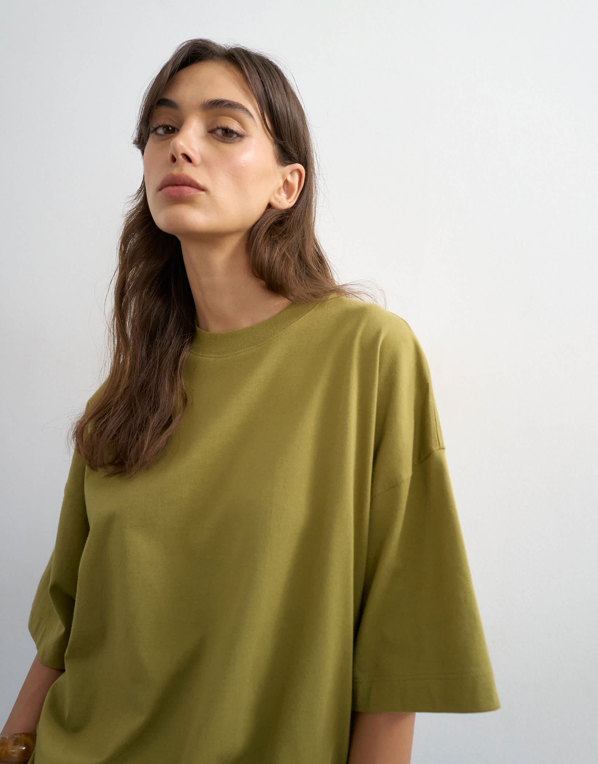Oversized-T-Shirt mit überschnittenen Schultern von Topshop in Grün