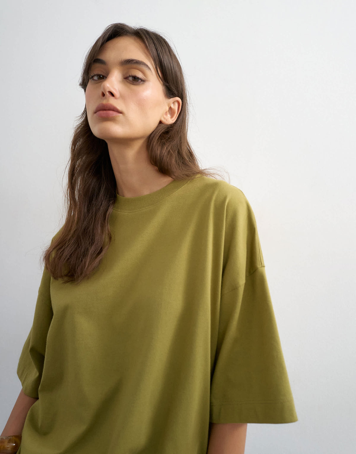 Topshop oversized drop shoulder tee in green