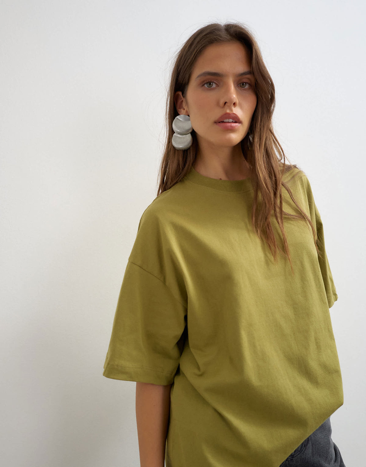 Topshop oversized drop shoulder tee in green