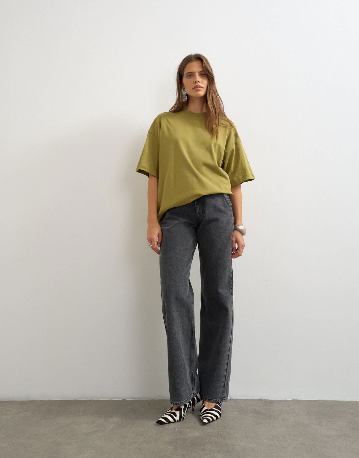 Topshop oversized drop shoulder tee in green