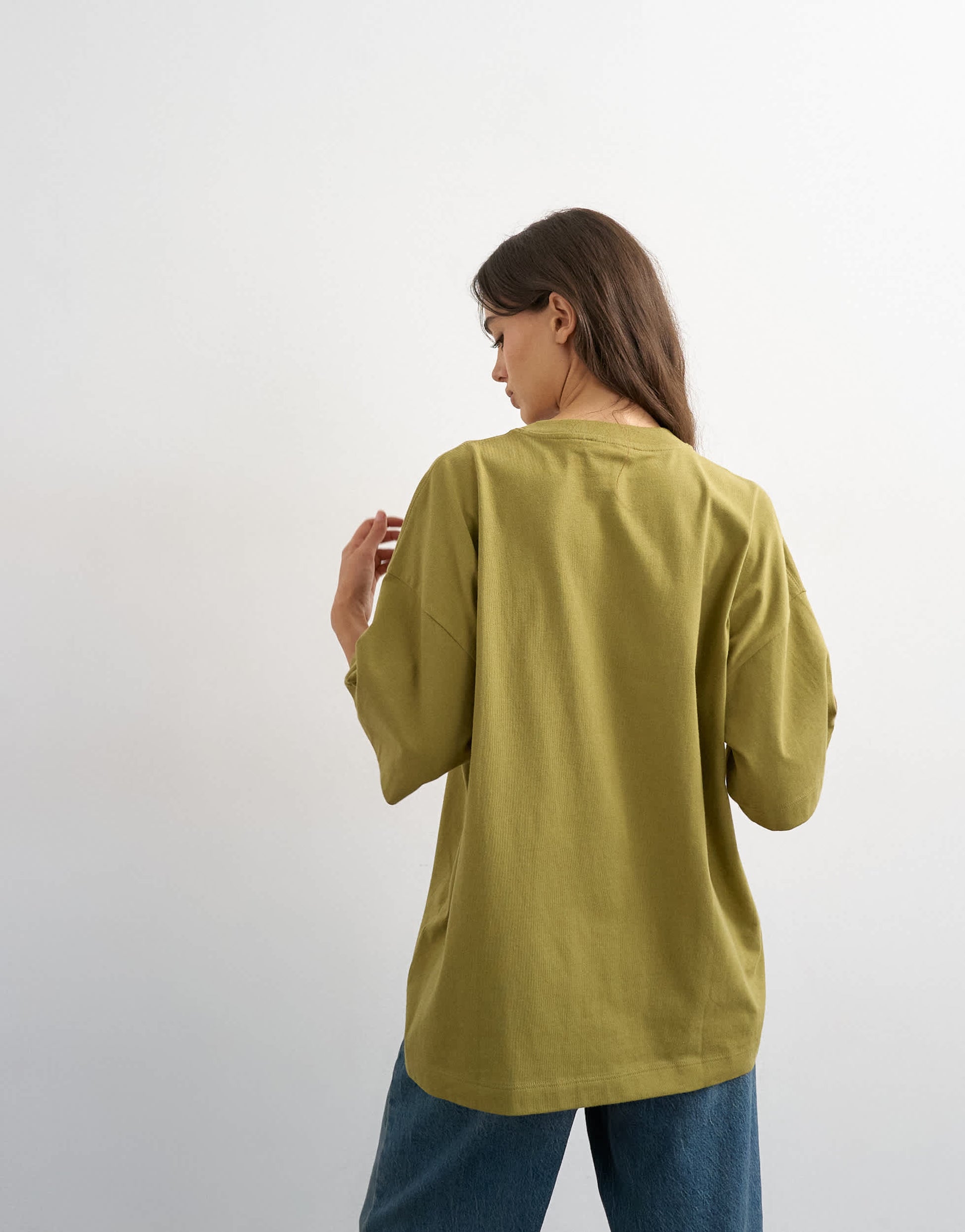 Topshop oversized drop shoulder tee in green