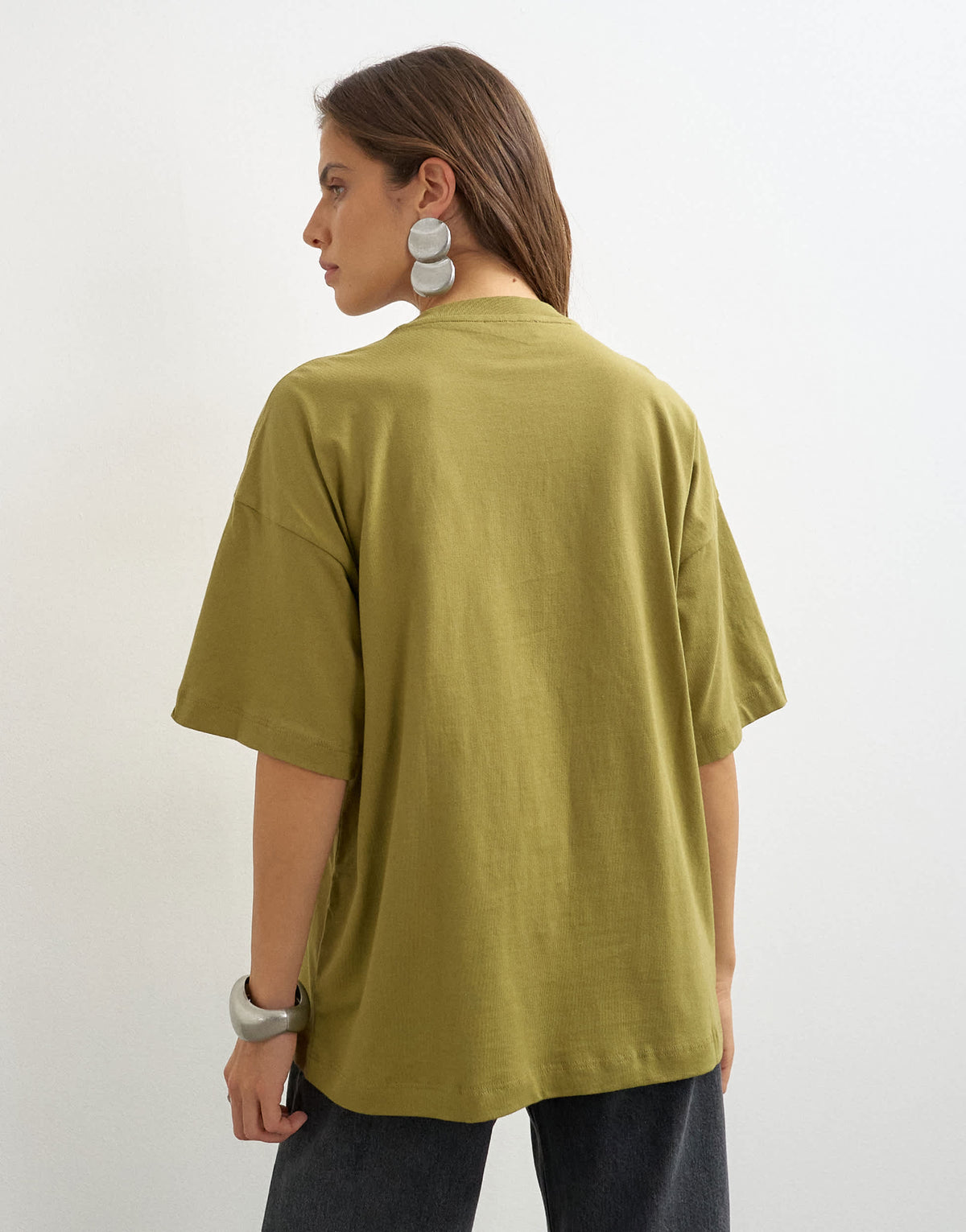 Topshop oversized drop shoulder tee in green