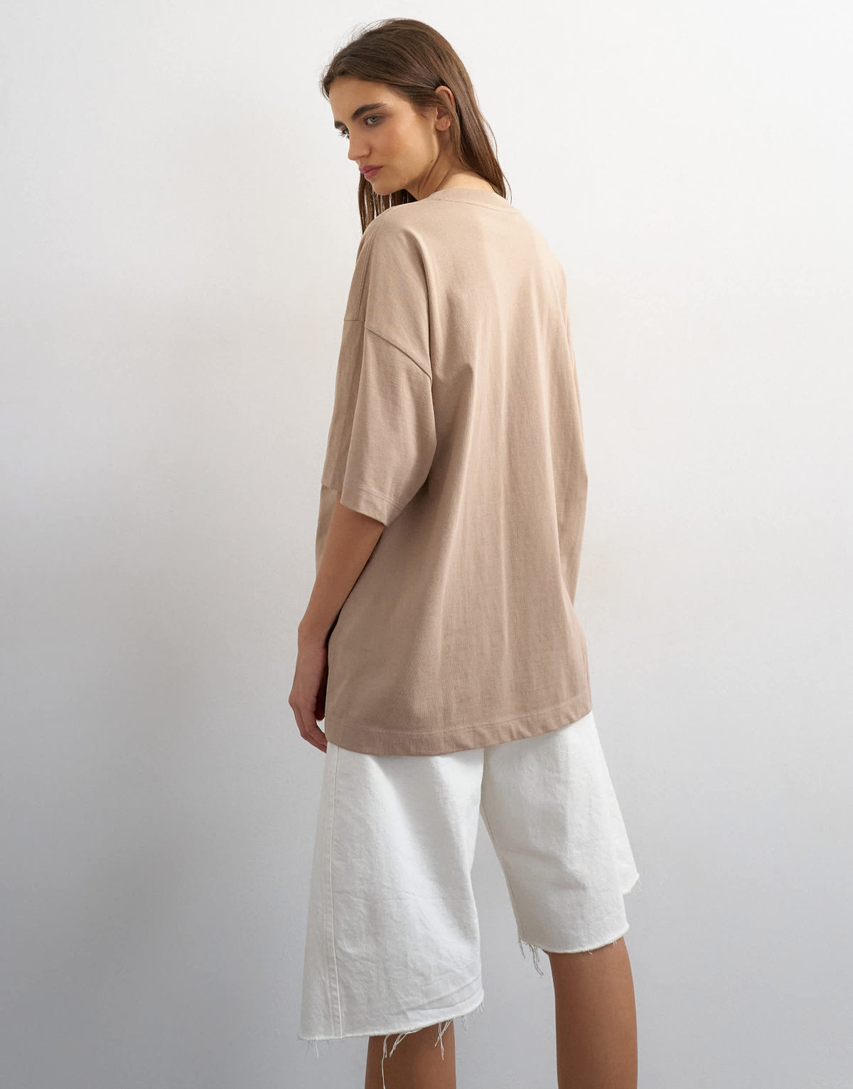 Topshop oversized drop shoulder tee in taupe