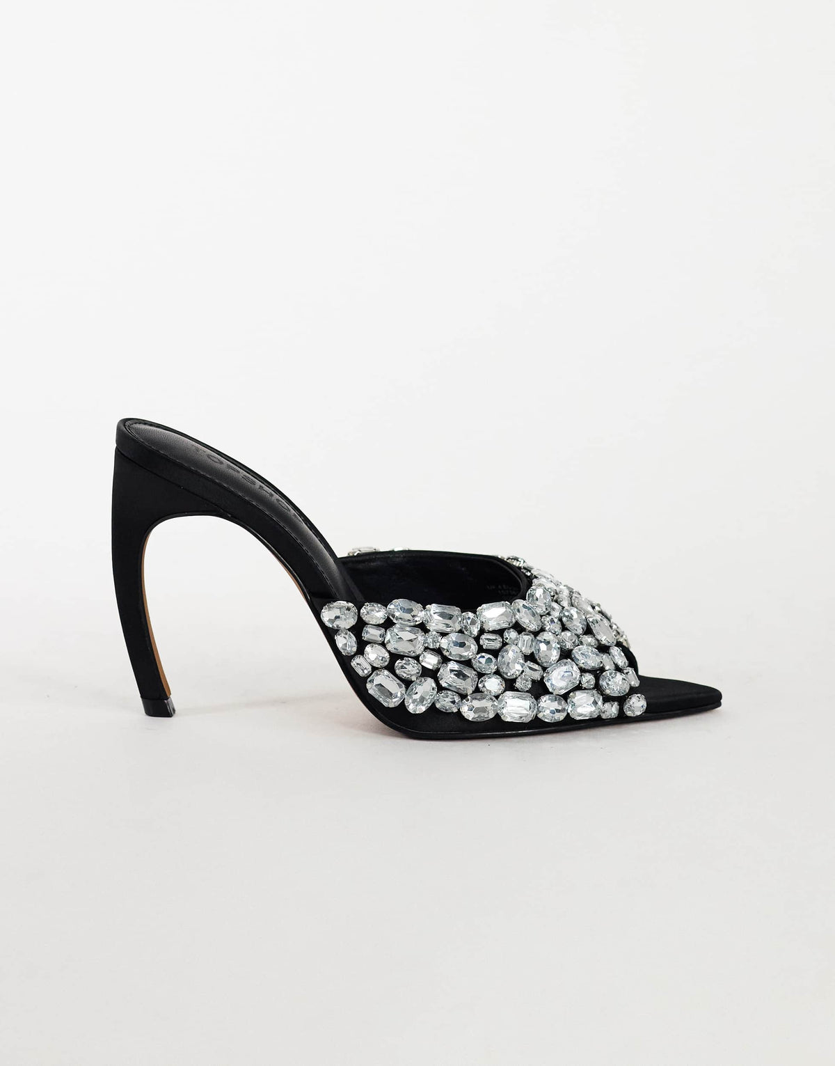 Topshop Artemis banana heel mule with hand sewn gems in black