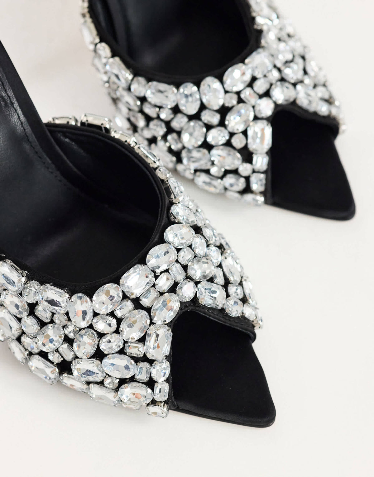 Topshop Artemis banana heel mule with hand sewn gems in black