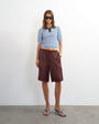 Topshop satin longline bermuda shorts in chocolate